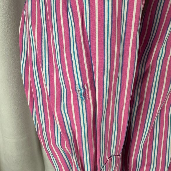 Ralph Lauren Mens Pink & Blue Striped Custom Fit Long Sleeve Shirt Size L - Picture 2 of 6